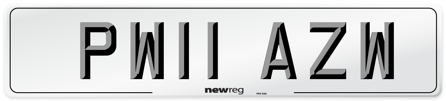 PW11 AZW Number Plate from New Reg